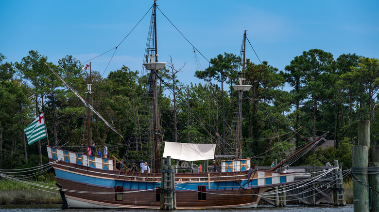 old sailing ship and trees