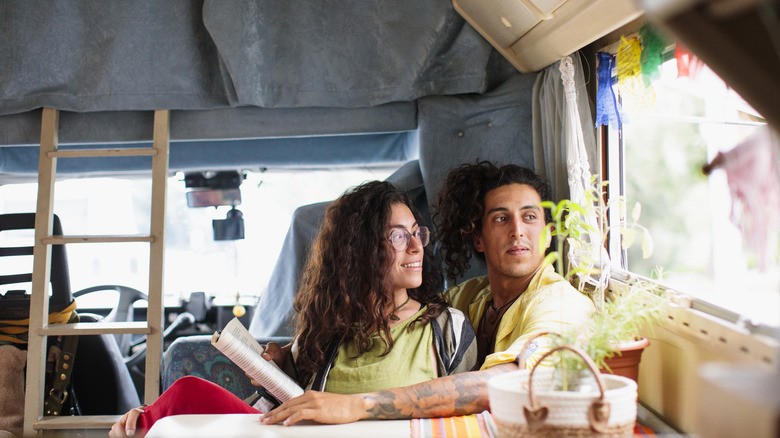 Couple in a cozy RV camper