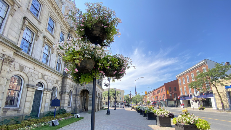 A quaint downtown area with old buildings