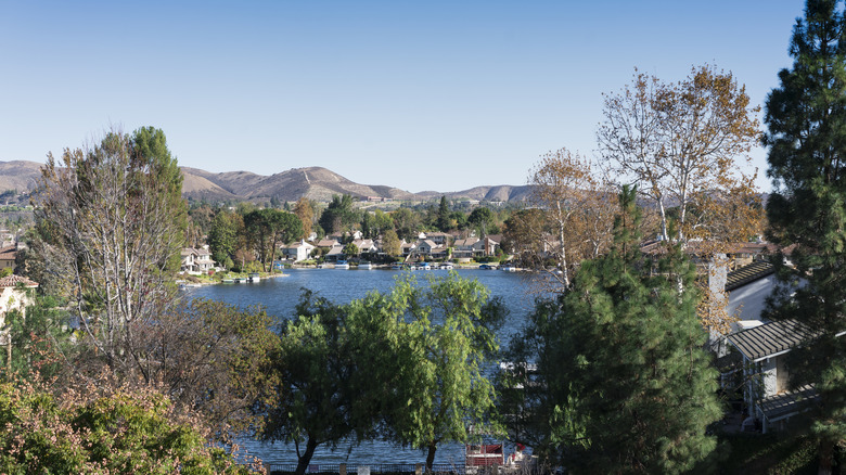 A view of Westlake Lake in Westlake Village, California