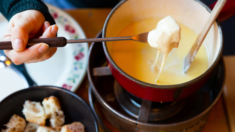 Overhead view of fondue Savoyarde