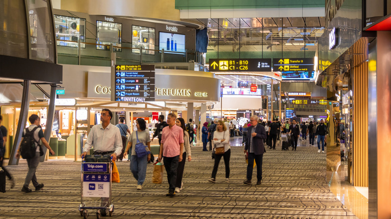 Singapore Changi Airport with tourists and visitors from around the world