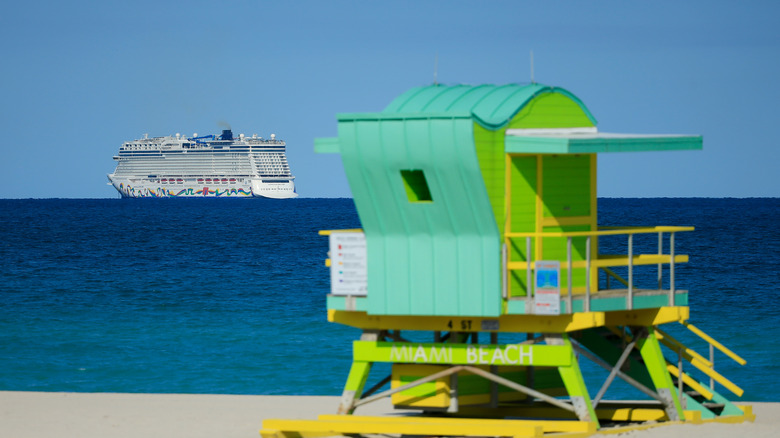 Norwegian Encore from a beach in Florida