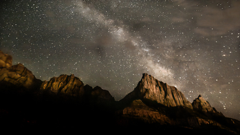 The milky way above the ridges of Zion National Park, Utah