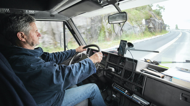 Traveler driving RV