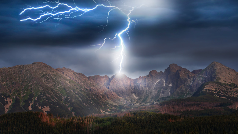 lightning over mountains