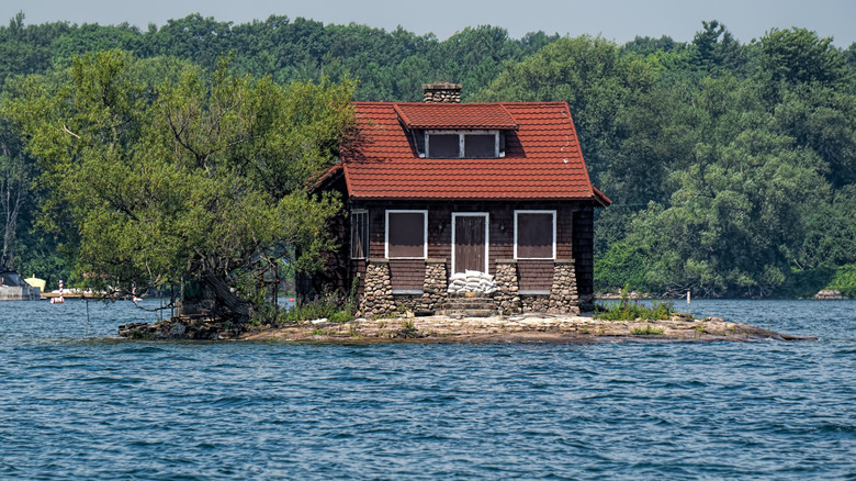 A small house on island in the Saint Lawrence River, Alexandria Bay, New York.