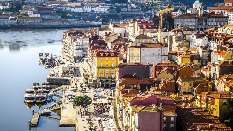 View of Porto from Dom Luís I Bridge, a double-deck metal arch bridge which spans the River Douro