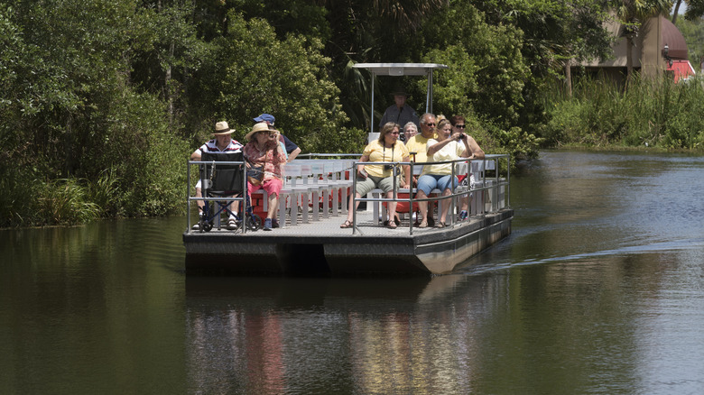 Tourists taking a boat ride in the Homosassa Springs Wildlife State Park in Florida, USA April 2017
