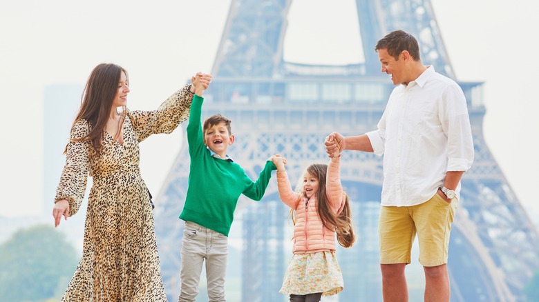 Family at the Eiffel Tower