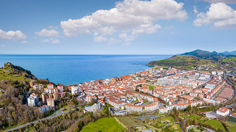 Spanish town skyline with sea view