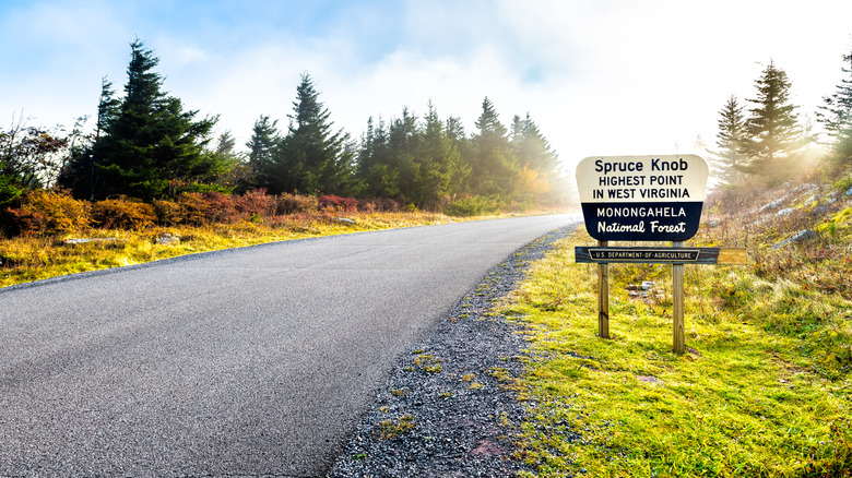the road leading up to Spruce Knob in Monongahela National Forest of eastern West Virginia