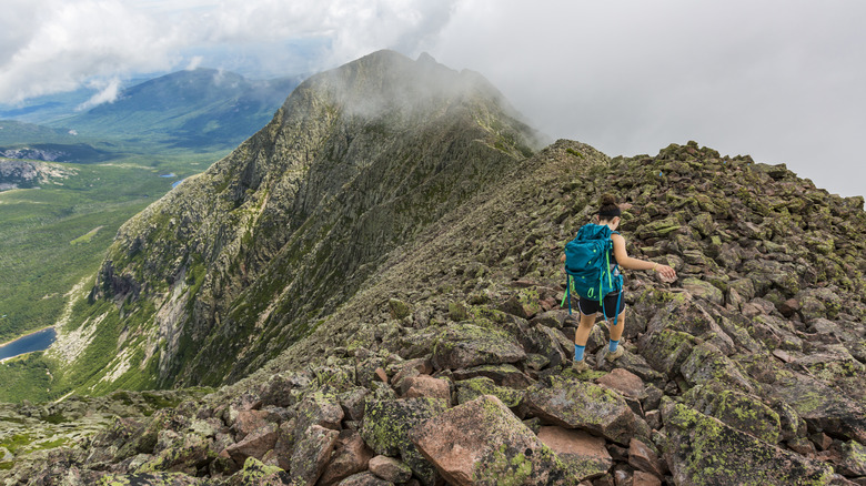 Hiker on Mt. Katahdin, Maine