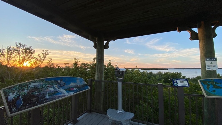 An observation deck overlooking the lagoon.