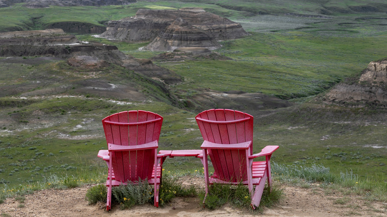 two Muskoka chairs in Grasslands National Park