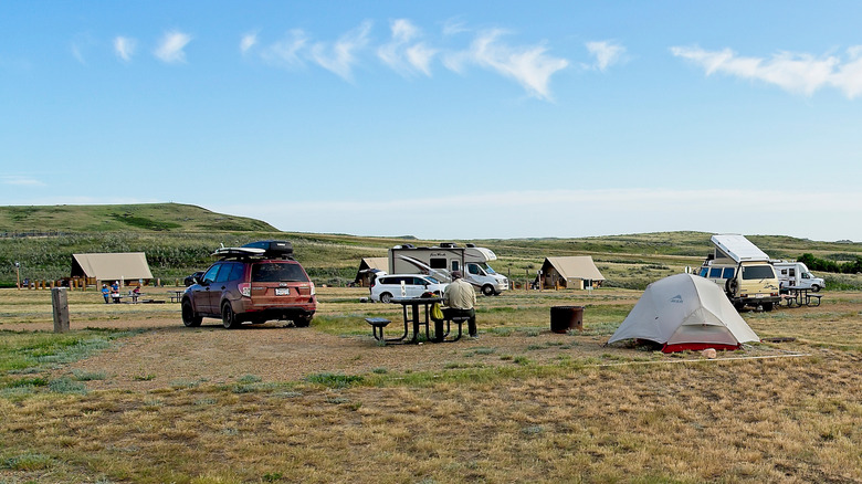 camping landscape in Grasslands National Park Canada