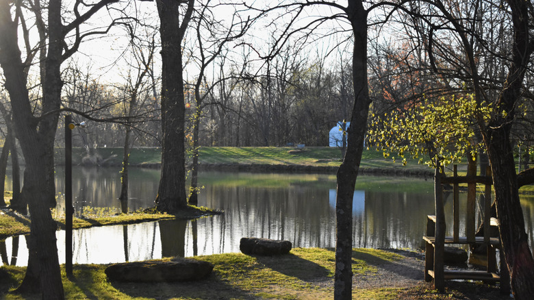 Trees and pond in New Harmony, Indiana