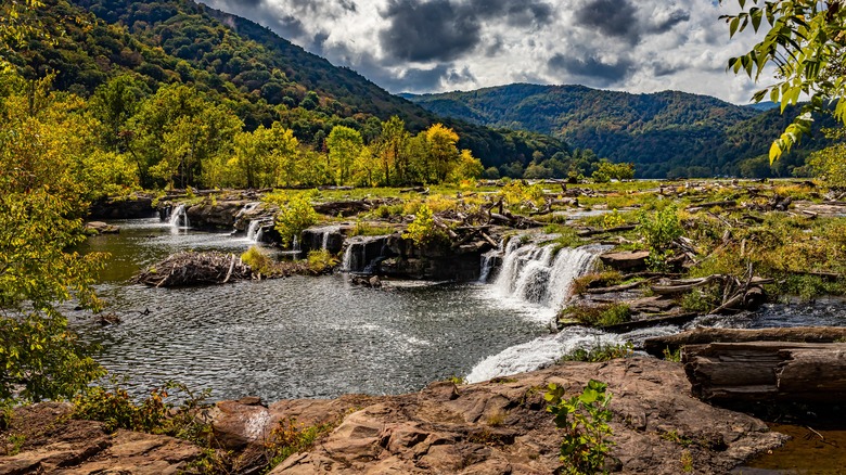 hills and rushing water