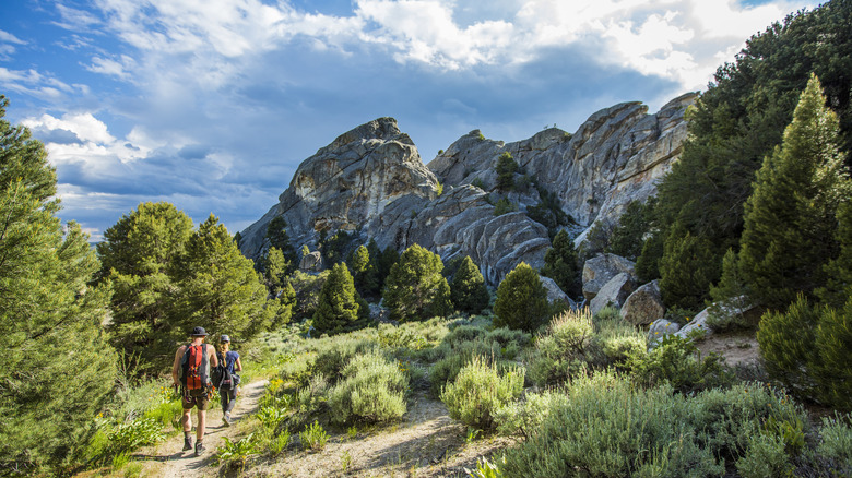 A couple hikes on a trail in Idaho