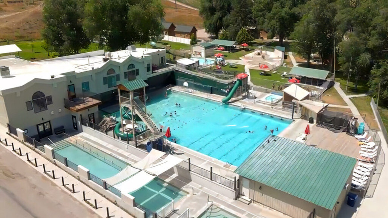 An ariel shot of the Downata Hot Springs Complex