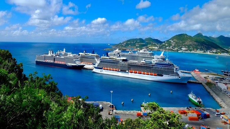 cruise ships docked at port