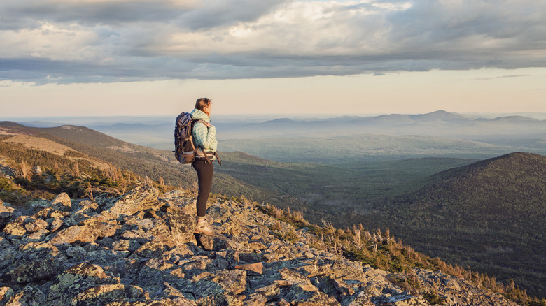 Female hiker on top of mountain