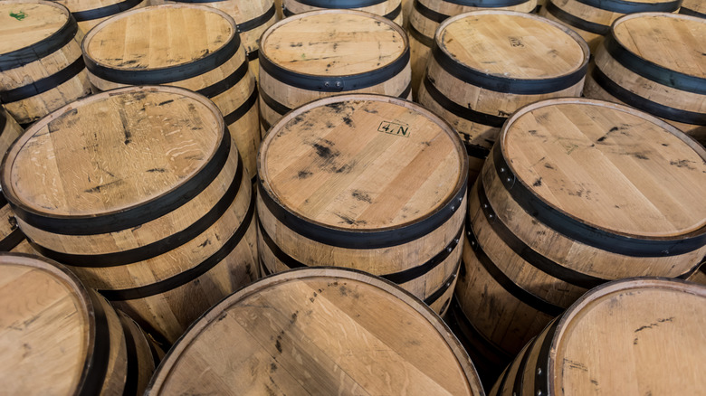 Barrel Waiting Area in bourbon distillery building