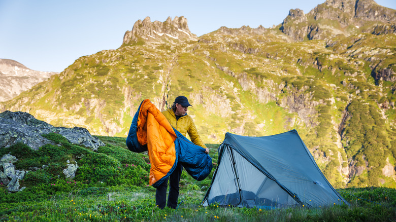 a man out backcountry camping in a national park