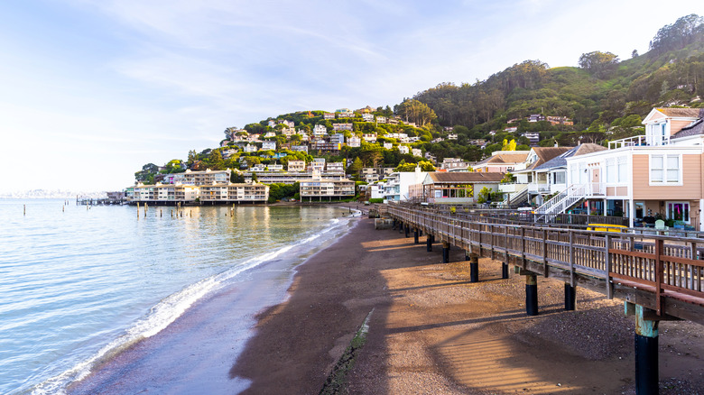 Boardwalk with buildings in Sausalito
