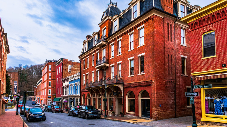 Commercial buildings on historic New Street in Staunton, Virginia