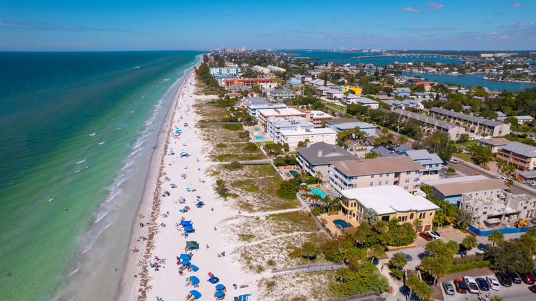 An aerial view of a Florida beach town