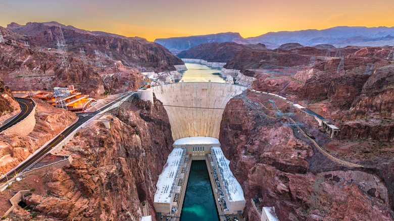 Aerial shot of Hoover Dam