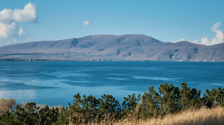 A view of Lake Sevan and surrounding mountains, Armenia
