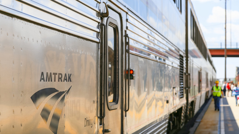 The Amtrak passenger train ready for departure