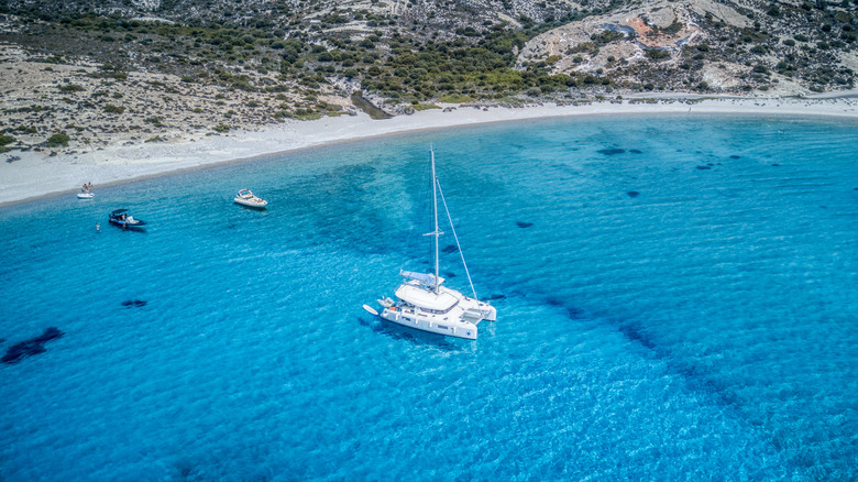 view of sailboats on polyaigos islands