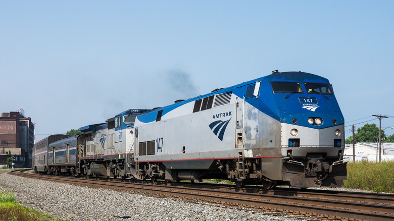 Front view of an Amtrak train