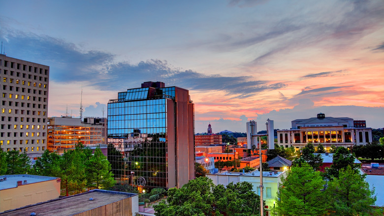 Lafayette cityscape at sunset