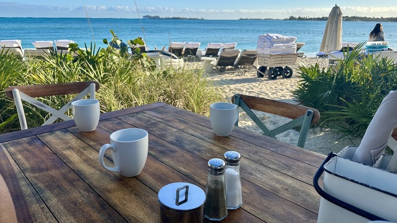 table near beach at Baha Mar Resort