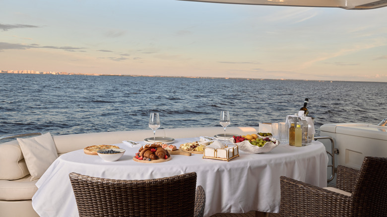 Luxury dining on a yacht