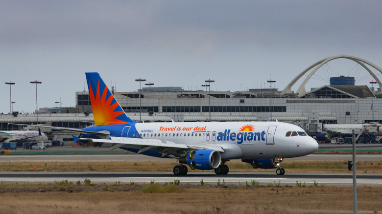 Allegiant Air aircraft taxiing at Los Angeles International Airport