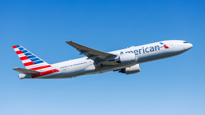 American Airlines plane in clear sky