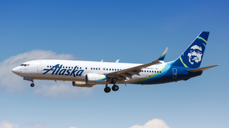 Alaska Airlines airplane in flight
