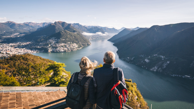 Couple looking over Lake Lugano