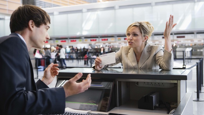 Angry woman at airport