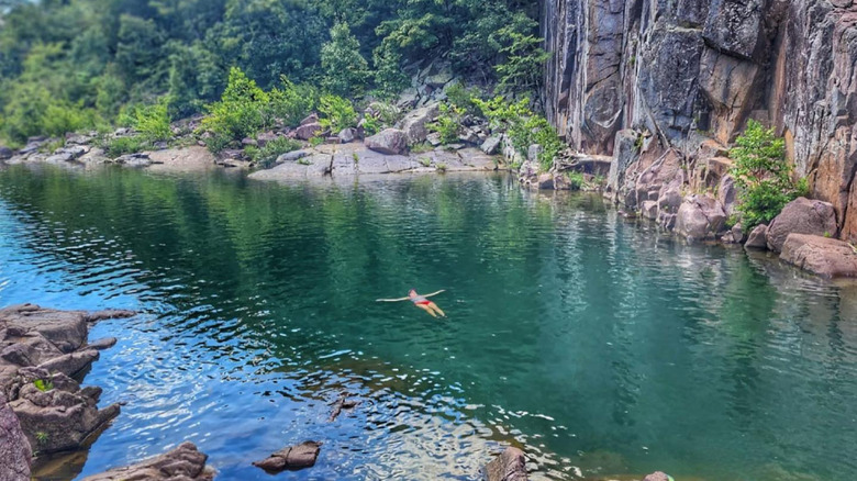 person floating at Johnson's Shut-Ins State Park