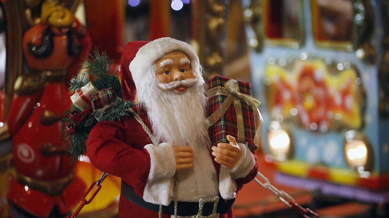 Santa figurine with Christmas lights