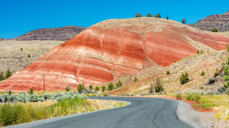 road winding through the Painted Hills in Oregon