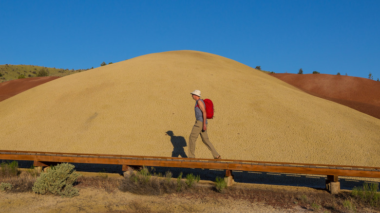 Man hiking at the Painted Hills in Oregon