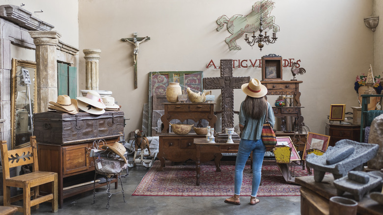 Woman on the hunt for antiques