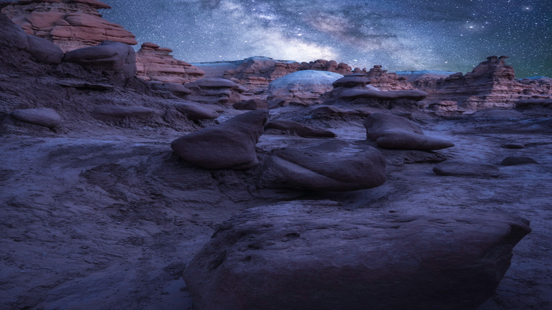 The Milky Way and other stars over Goblin Valley State Park in Utah